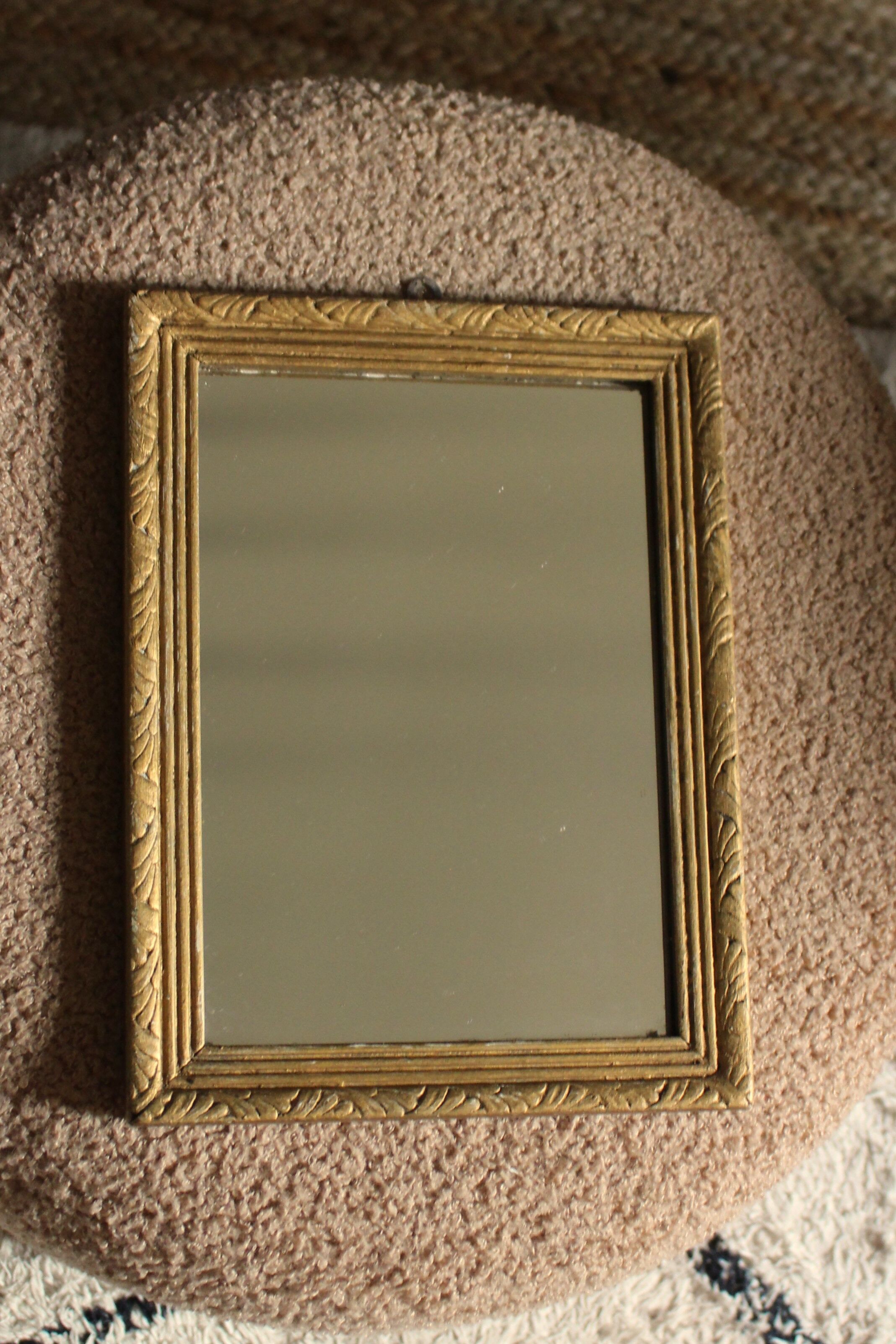 Rectangular golden wooden frame mirror