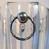 Crystal and silver ice bucket, silver clamp