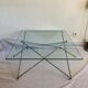 Vintage glass and chrome metal coffee table 1960