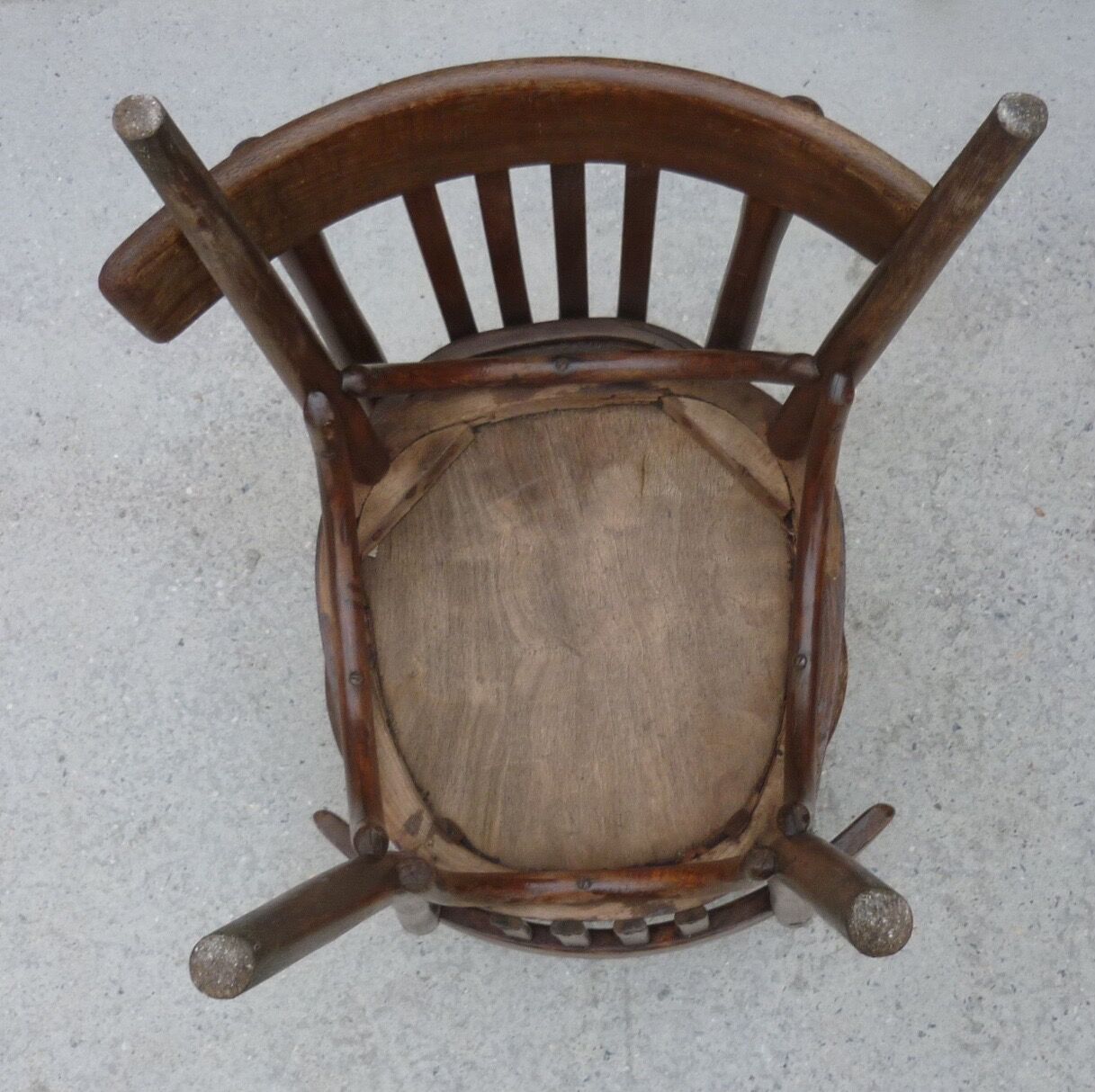 Pair of old bistro chairs with dark patina