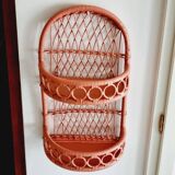 Terracotta rattan and wicker shelf