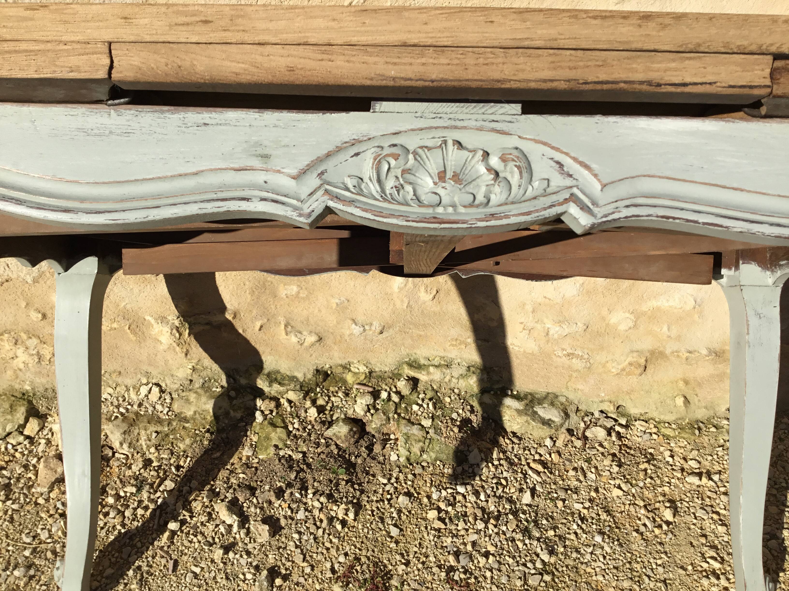 Louis XV style table in oak with natural wood top