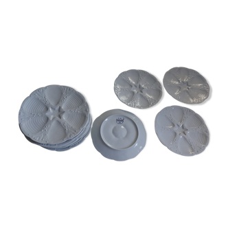Oyster plates vintage white porcelain Ocean Cnd France