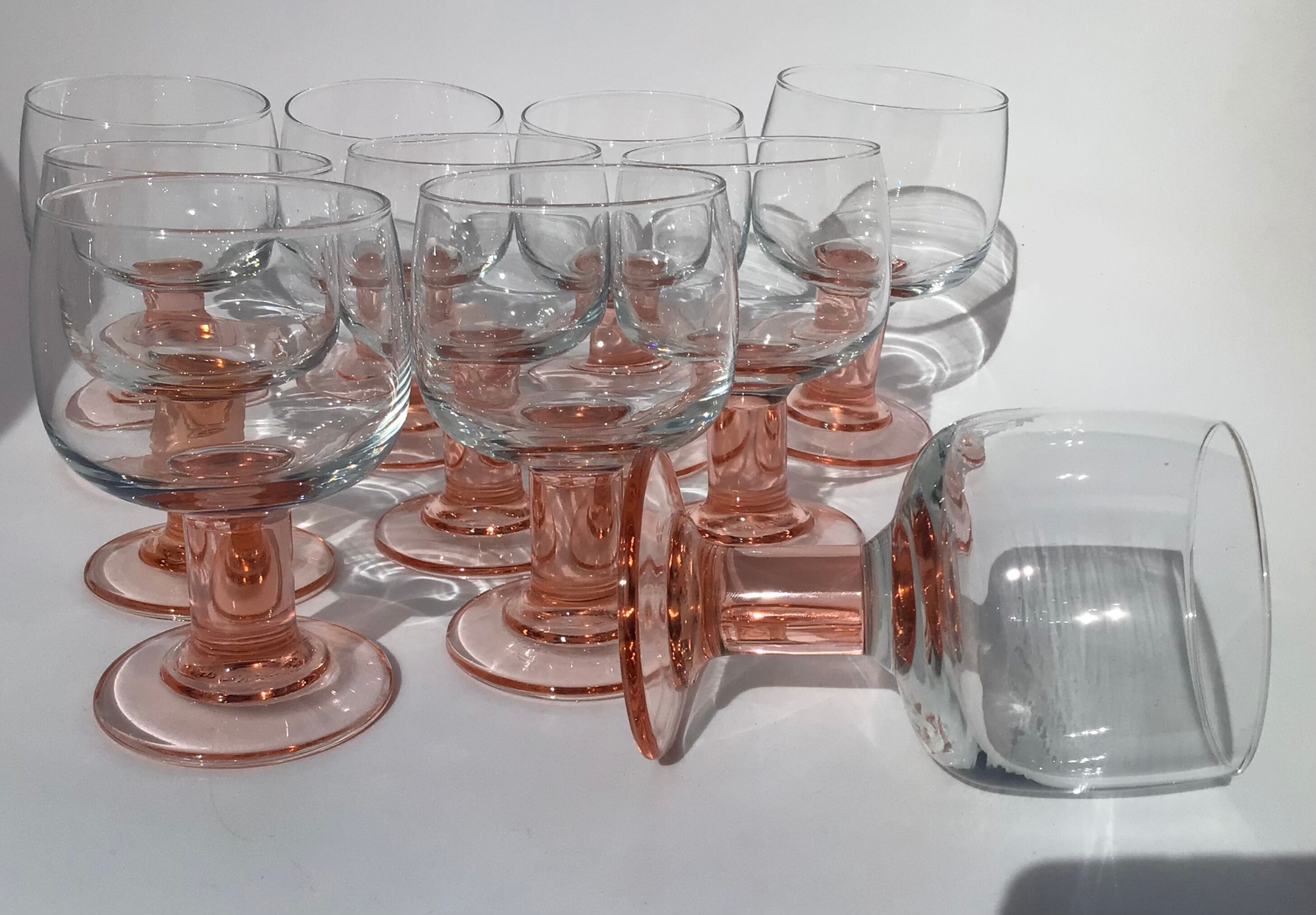 10 wine glasses foot pink orange diameter 7cm