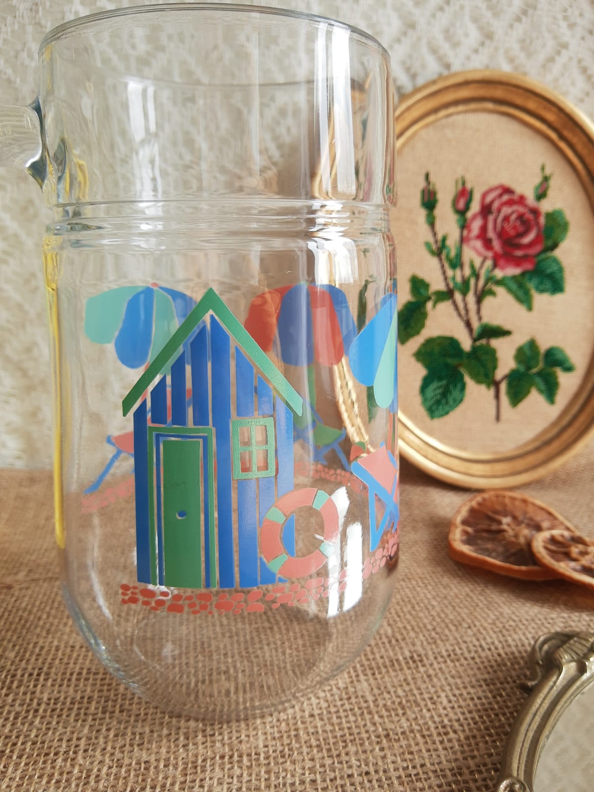 Carafe / pitcher on the theme of the beach France - Vintage