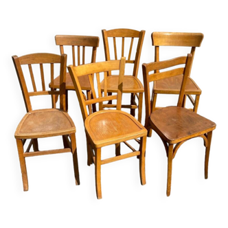 Set of 6 honey-colored bistro chairs