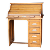 American desk with a single column in its original patina (1930s/40s).