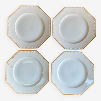 4 Sarreguemines octagonal beaded plates