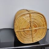 Rattan and brass umbrella stand, Italy, 1970
