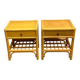 Pair of vintage bamboo & wood nightstands with drawer, 1970s