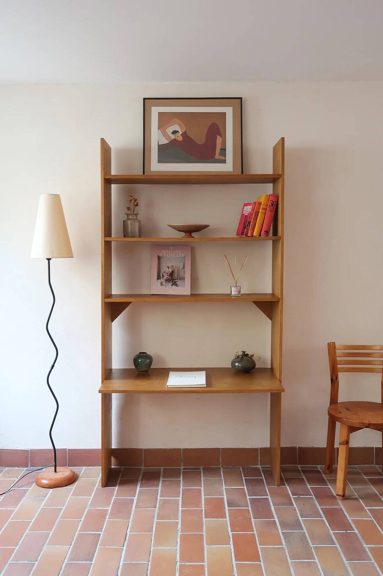 Birch plywood bookshelf, desk top.