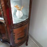 Display case with curved front, Louis XV period, mid-20th century, signed Martin
