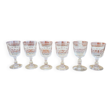 6 verres à pied en cristal style gondole de baccarat (?) h 10,5 cm