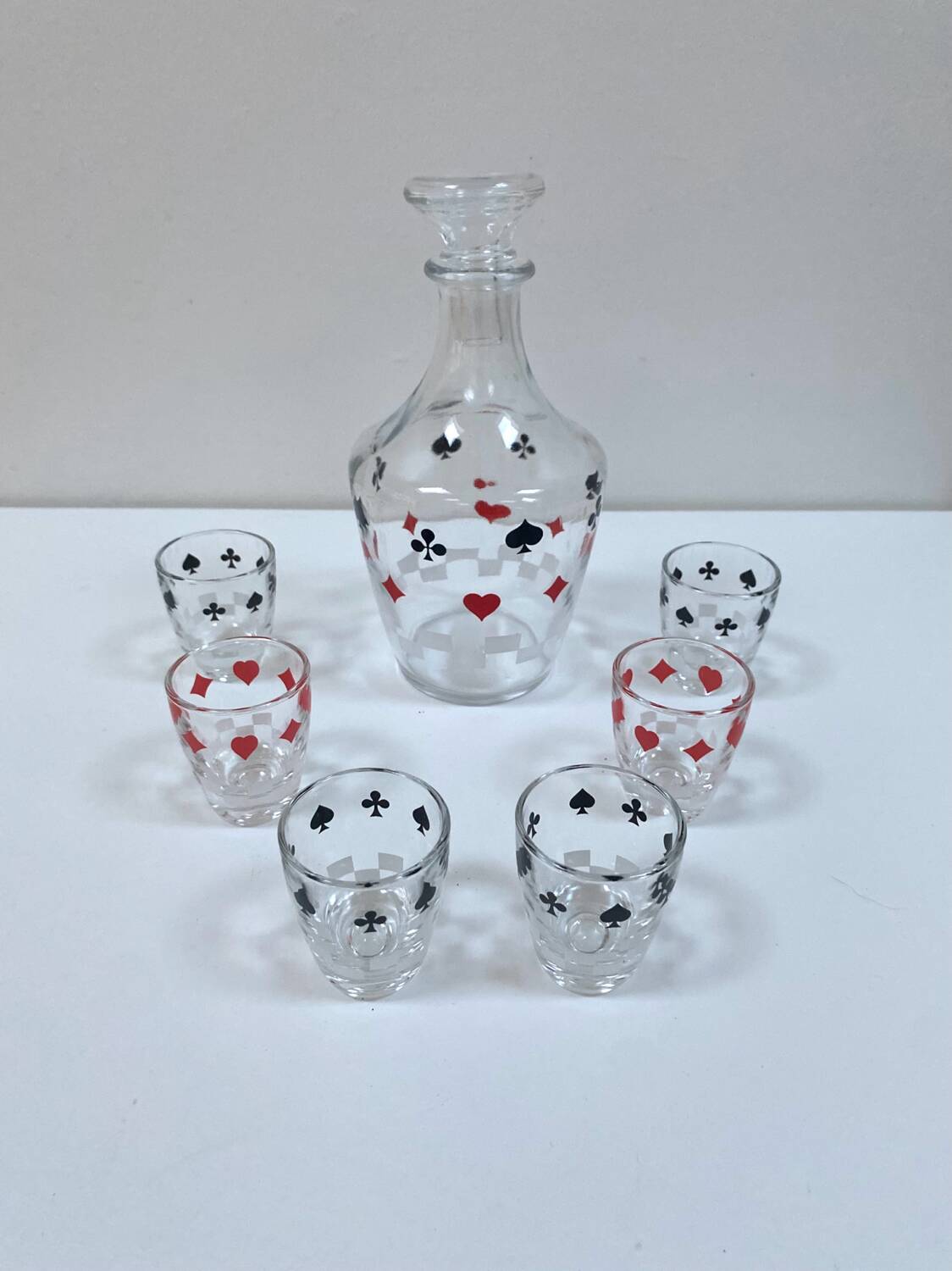 Carafe and 6 liqueur glasses, Arques Crystal Factory