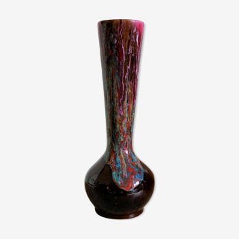 Vase Vallauris vintage marron-rose