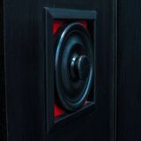 Large Brutalist Black Highboard with Red Accents Belgium 60s