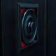 Large Brutalist Black Highboard with Red Accents Belgium 60s