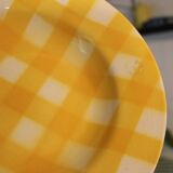 Assiette creuse- motif torchon jaune-modèle ecossais-digoin