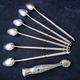 Set of 6 mazagran spoons and stainless steel sugar tongs