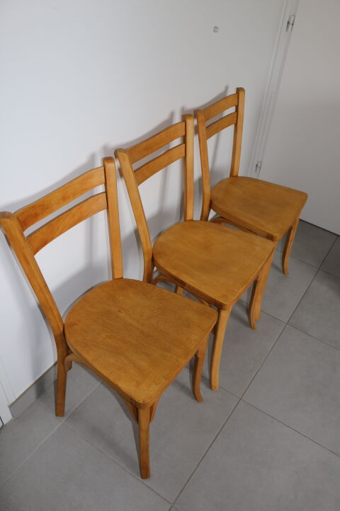 Série 8 chaises Baumann hêtre clair 1950
