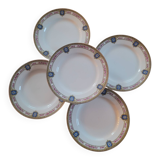 Set of 5 dessert plates – French Limoges porcelain, neo-style decor