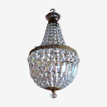 Lustre montgolfière ø 30 cm pampilles cristal 1 feux