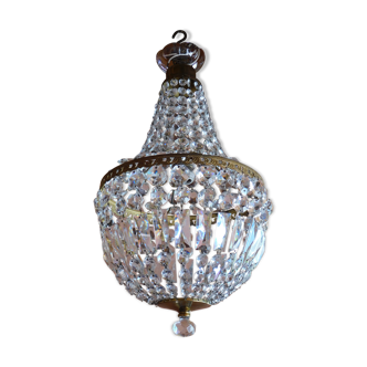 Lustre montgolfière ø 30 cm pampilles cristal 1 feux