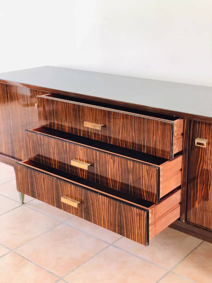 Vintage Macassar ebony sideboard 1970