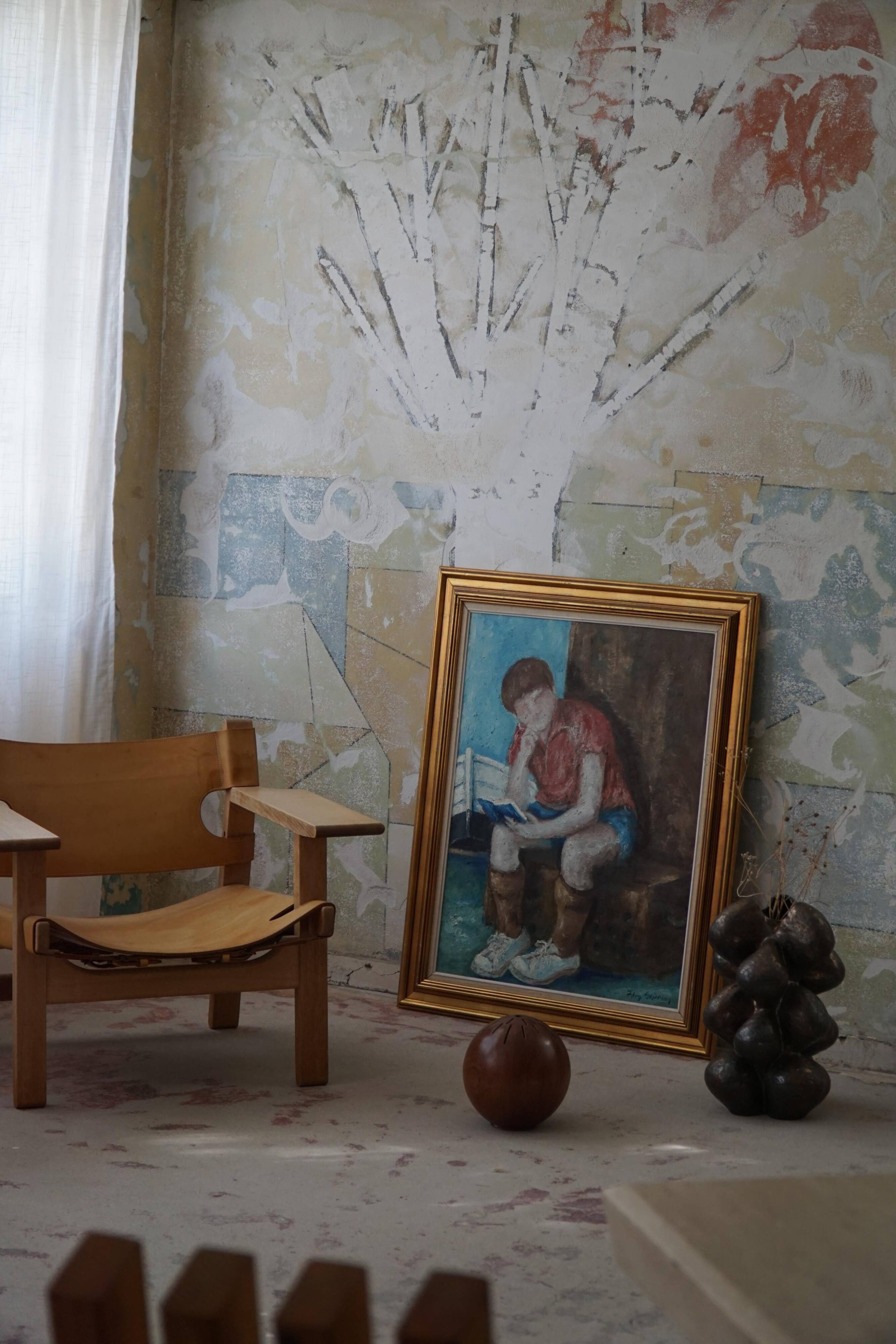 Oil painting by Jørgen Sejersen, Mid-century Modernism, 1960s