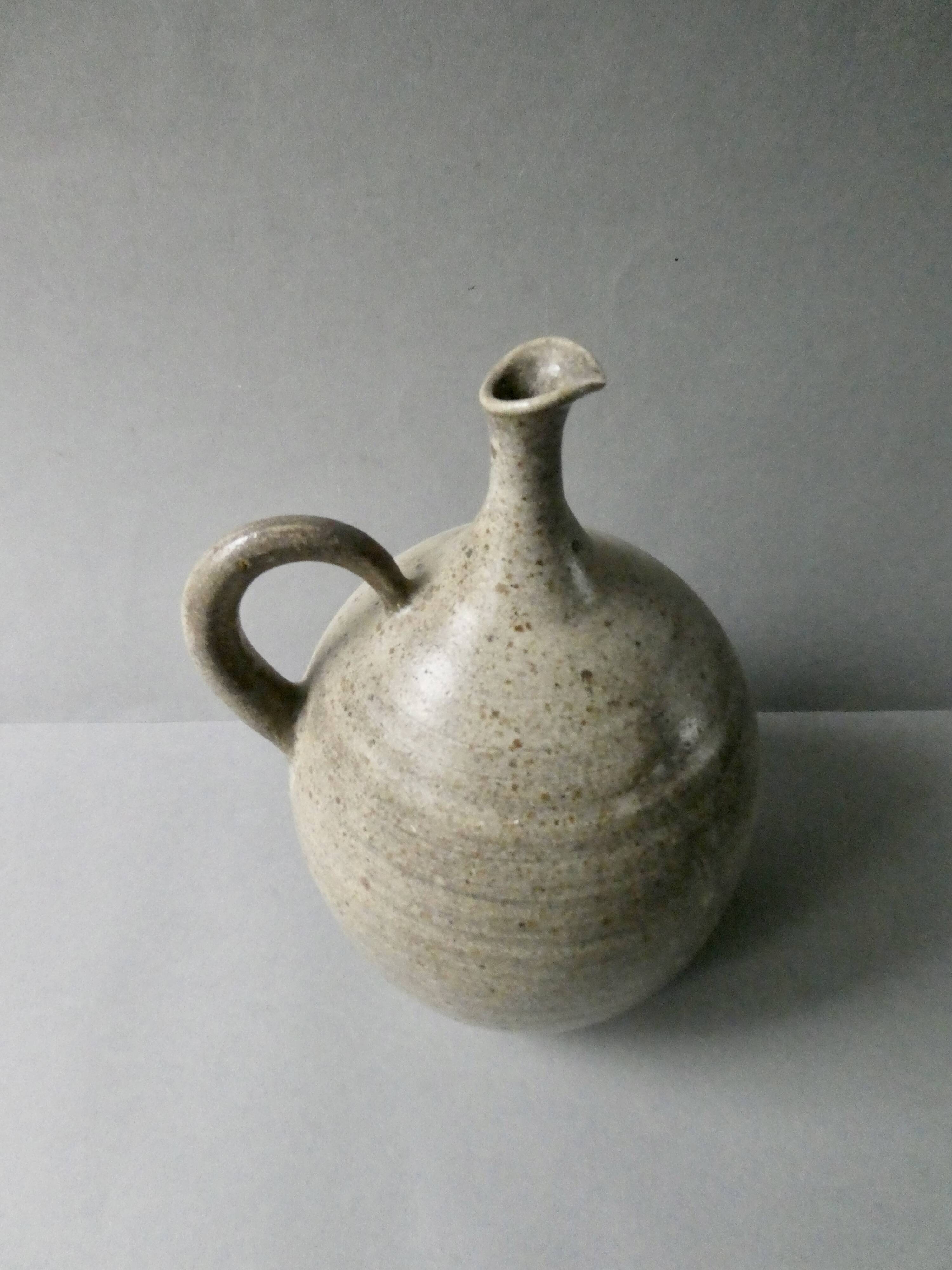 Stoneware pitcher vase with a very thin neck, circa 1970