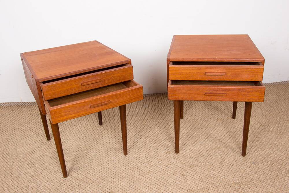 Pair of Danish teak bedside tables by PBJ Mobler 1960
