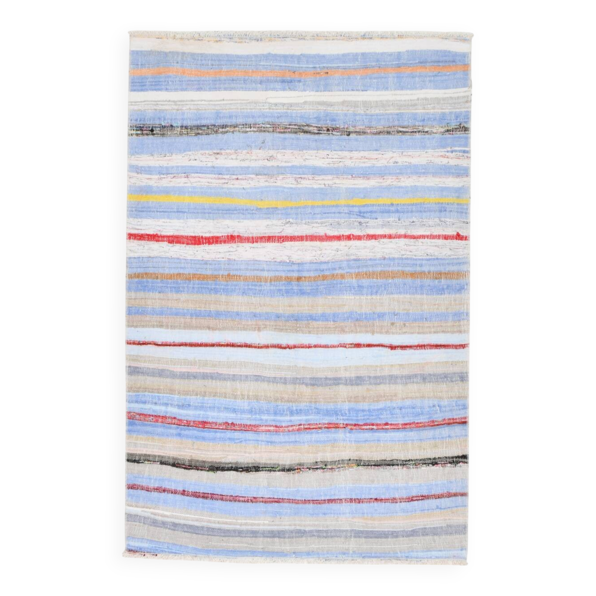 Tapis Kilim à rayures bleu clair 4x6, 117x177 cm