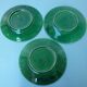 Set of 3 green plates of Gien, vine leaves
