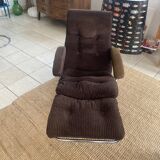 Rocking-chair en velours marron par Lama, années 70
