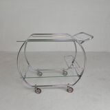 Art Deco trolley, chrome serving cart, 1950s
