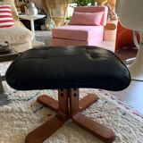 Footrest 80s skaï and wood