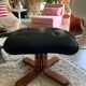 Footrest 80s skaï and wood