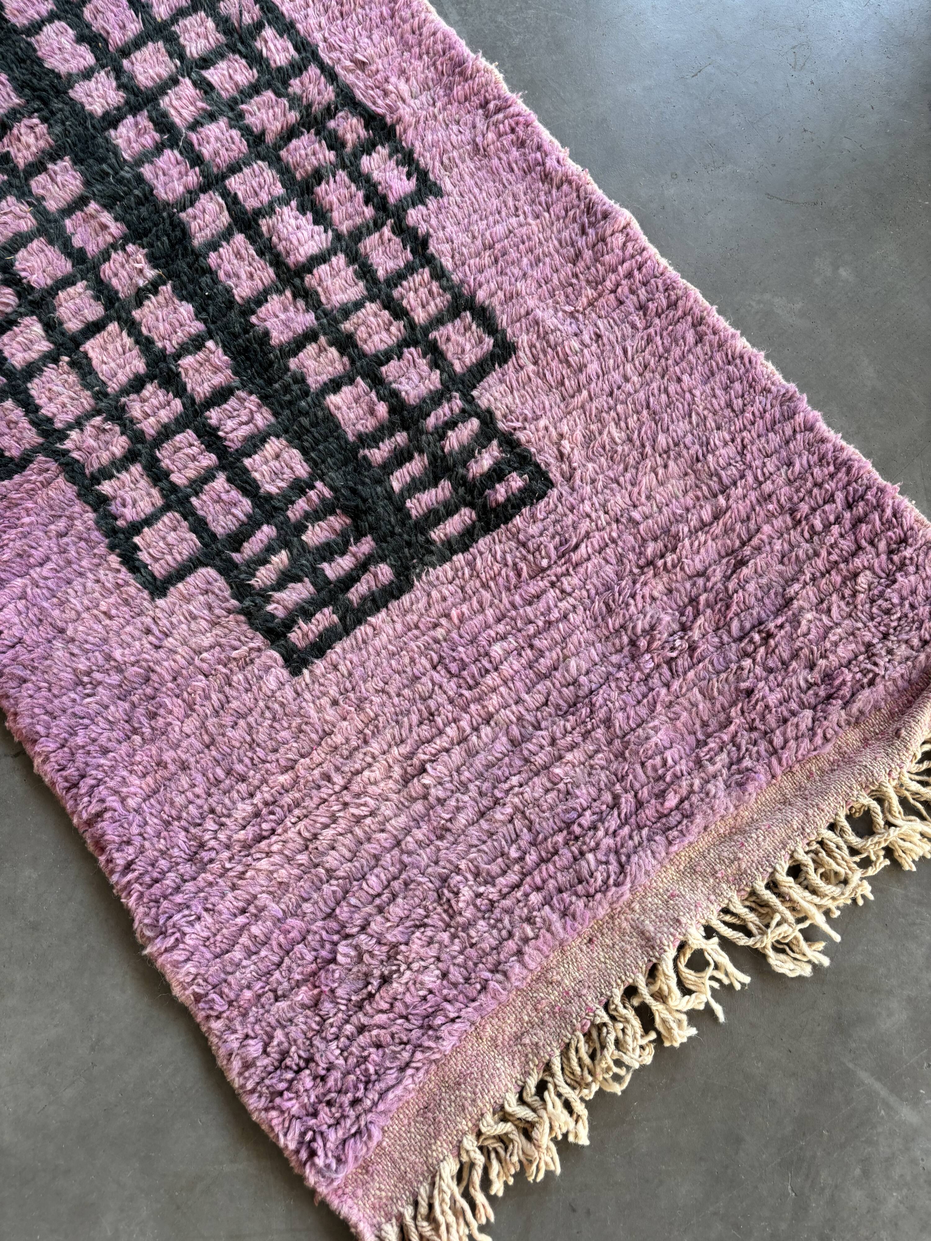 New purple berber wool rug 75x355