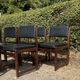 Set of 6 vintage teak chairs with black Skaï.