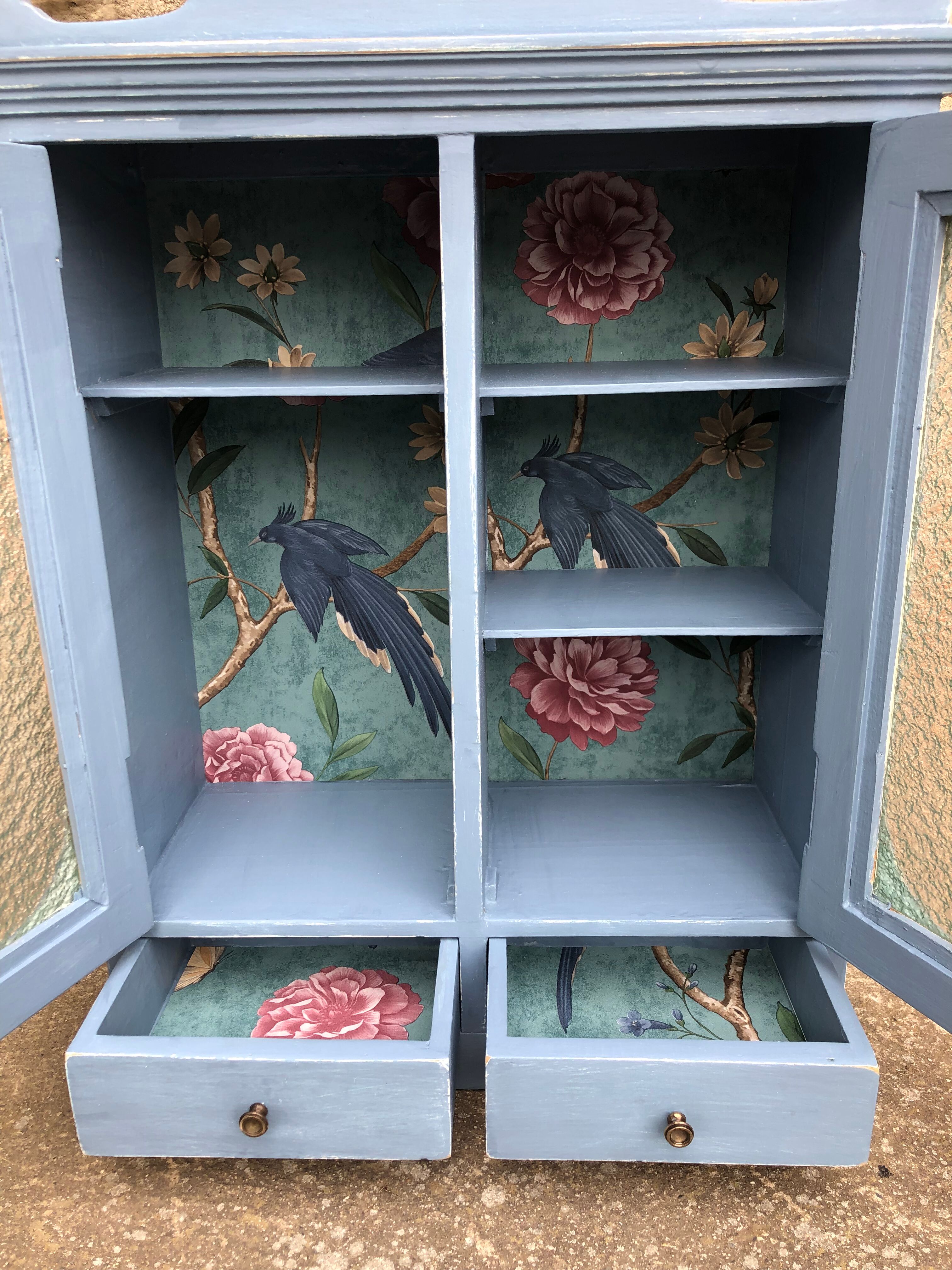 Pastel patinated medicine cabinet
