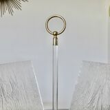 "Roche Bobois" magazine rack in lucite, plexiglass, altuglas and brass, 1970