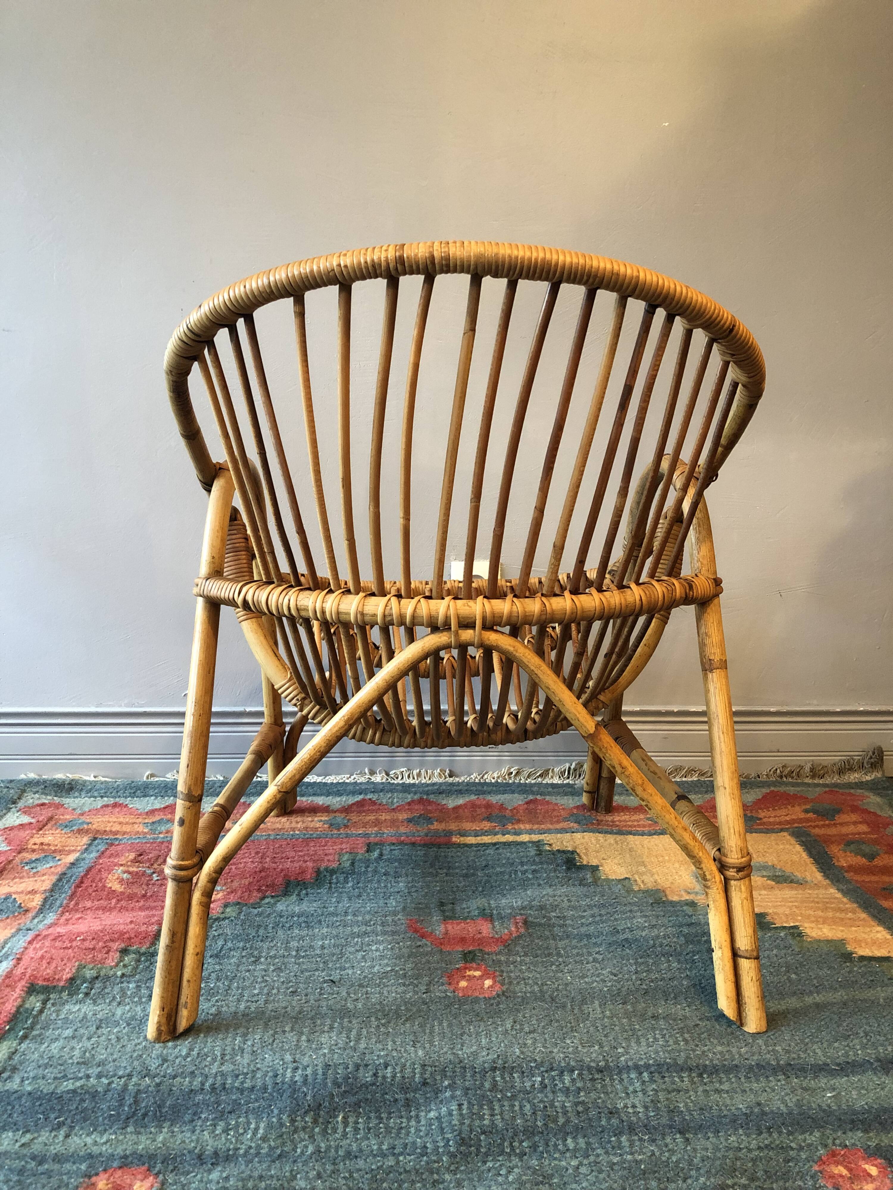 Rattan basket armchair 60s