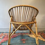 Rattan basket armchair 60s