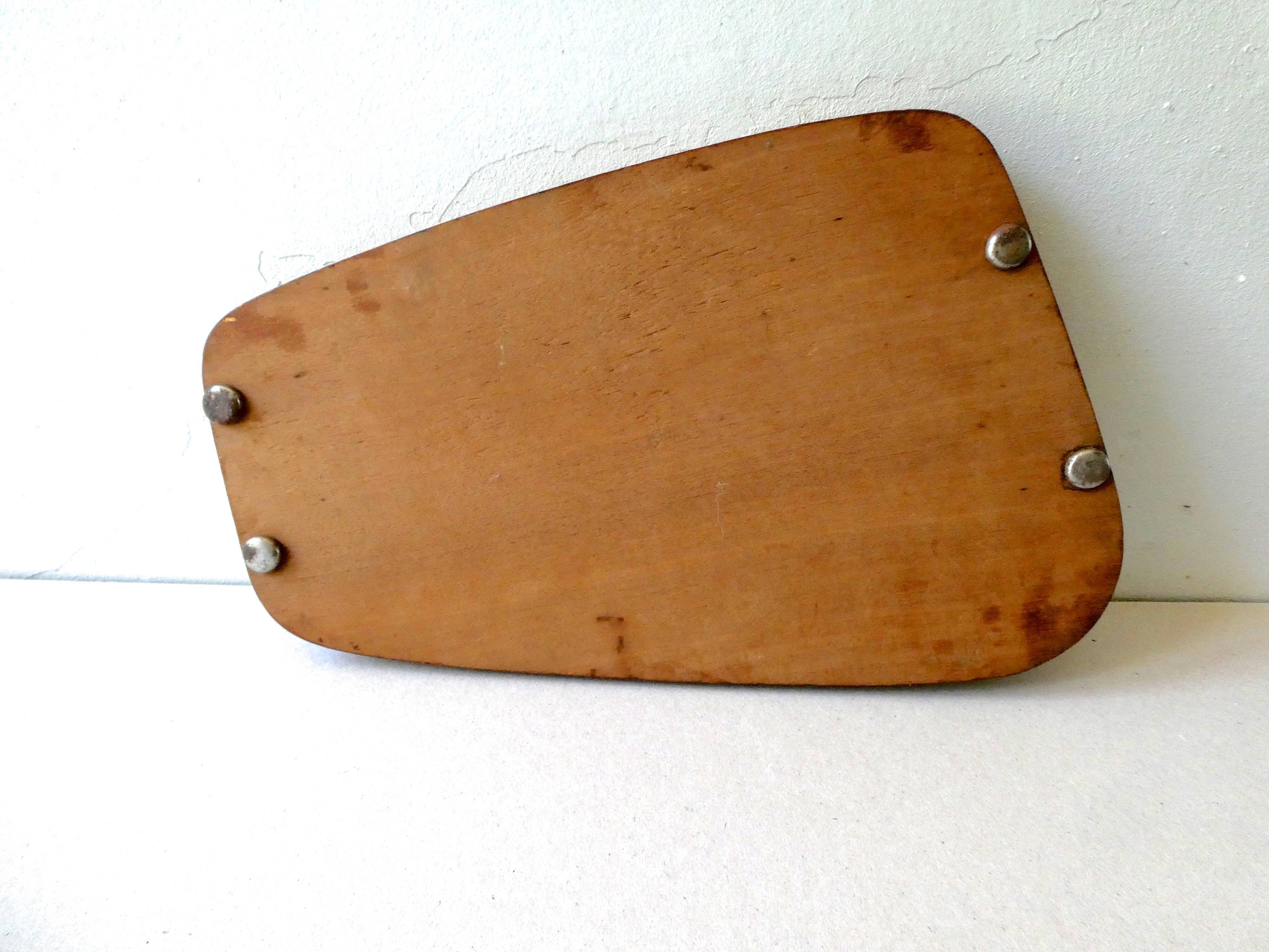 Teak and glass cheese platter, Scandinavian, 60s