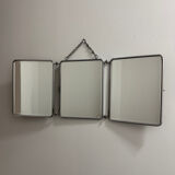 Bevelled triptych barber mirror from the 1950s.