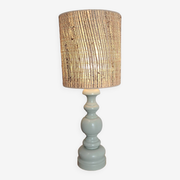 Lampe de table en bois vintage année 1980 revisitée