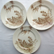 Set of 6 flat plates, Terre de Fer de Creil Montereau: Goldfinches