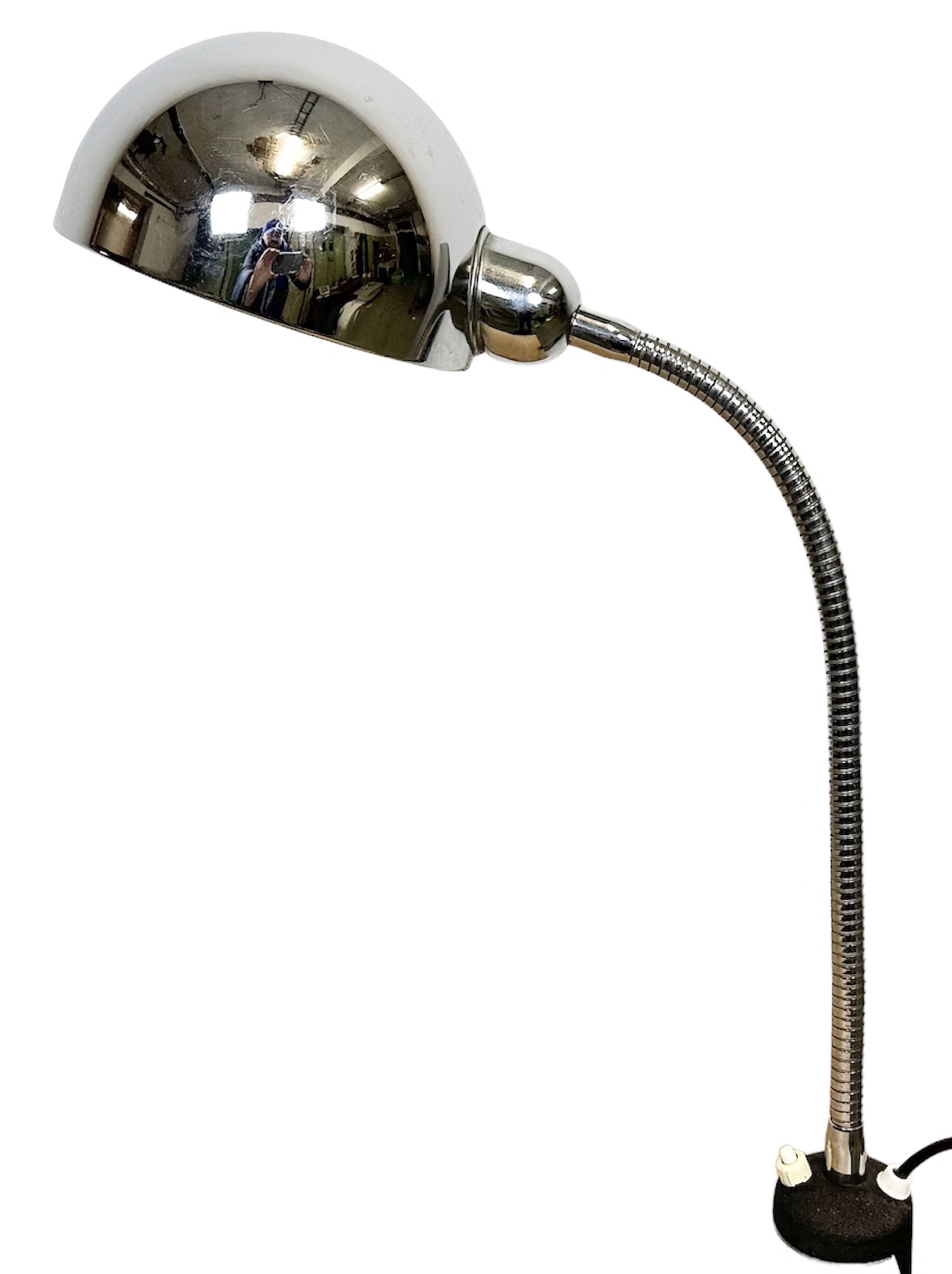 Vintage Chrome Italian Gooseneck Table Lamp, 1960s