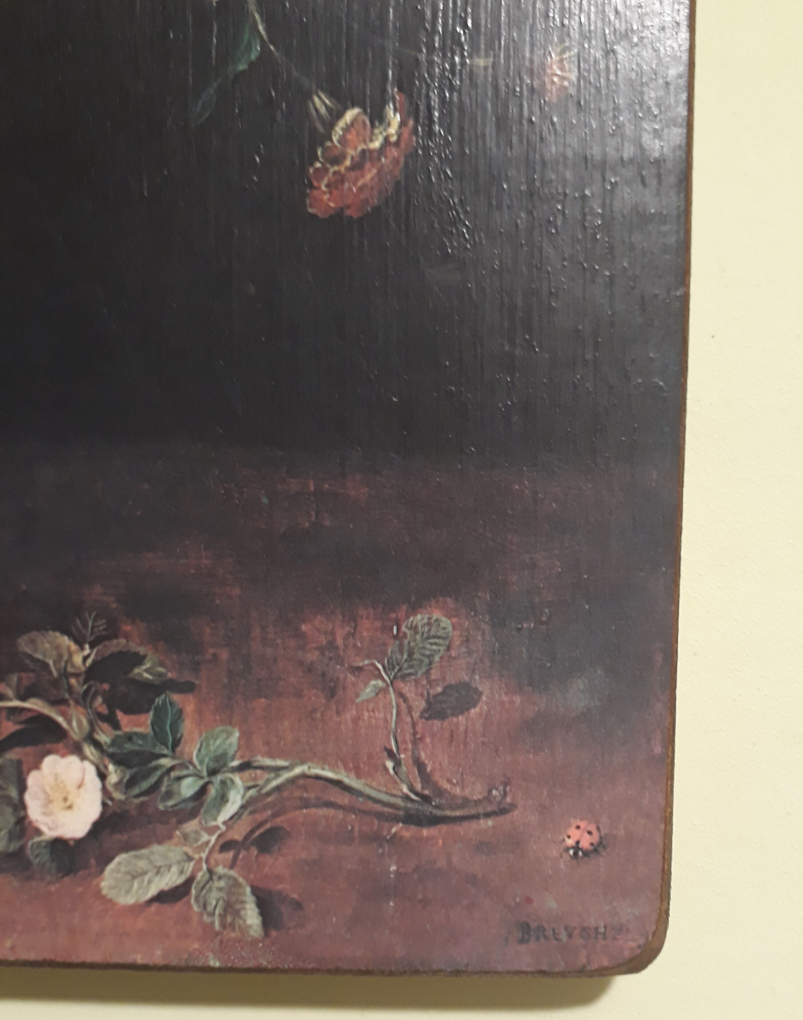 Reproduction painting on wood, still life, bouquet flowers, after Jan Brueghel the elder