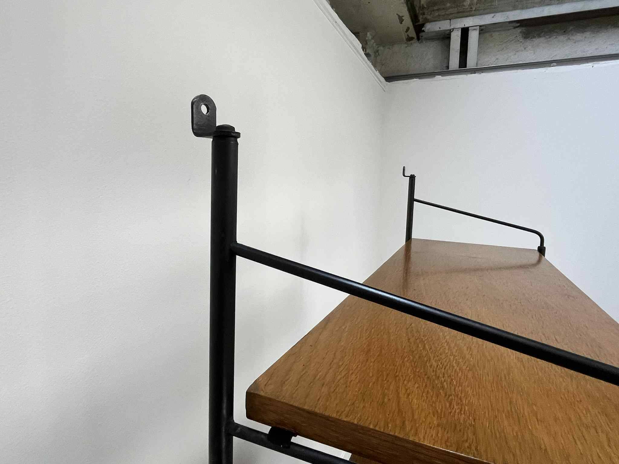 Modular shelf from the 1950s, wood and metal, vintage.